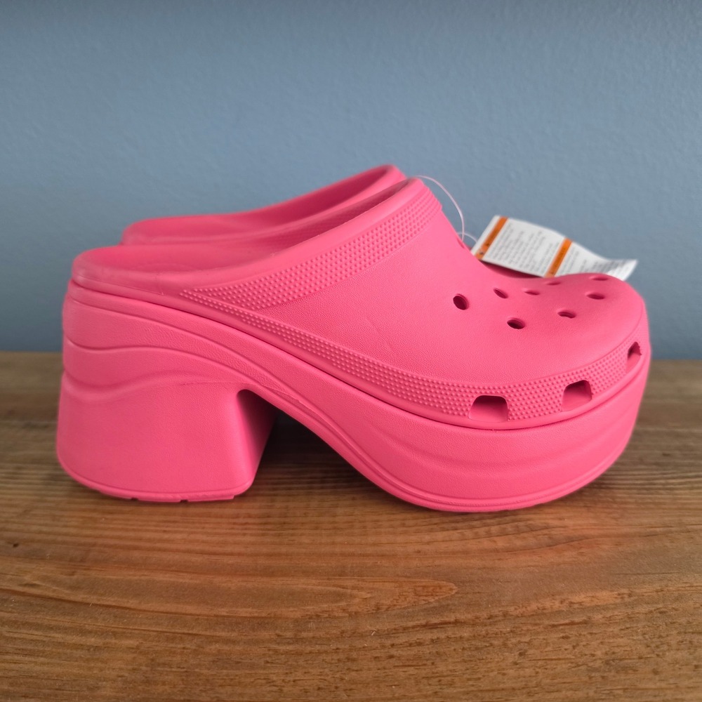 Crocs Mens Siren Clog Pink Chunky Platform Block Heel Sandals Size 9